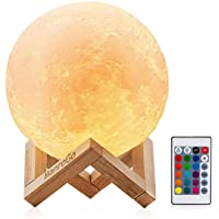 Los mejores  - Lámpara Luna 3D- ManroGo 15CM Control Remoto y Control Táctil 16 Colores RGB Brillo Regulable Recargable USB Luz…